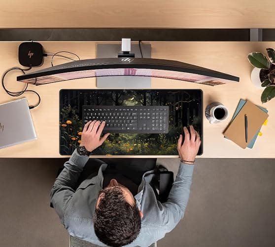 Dark Forest Desk Mat Mouse pad, Green Nature Deskmat XXL Large Extended Aesthetic Plant Mousepad Gaming Desk Pad, Big Laptop Computer Keyboard and Mouse Mat for Women Office Desk Decor 31.5x15.7 in thumbnail 7
