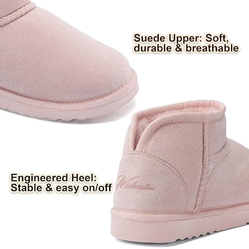 Wishcotton Women's Cozy Short Bootie Slippers, Winter Warm Hard Bottom House Shoes with Fuzzy Lining for Indoor Outdoor thumbnail 6