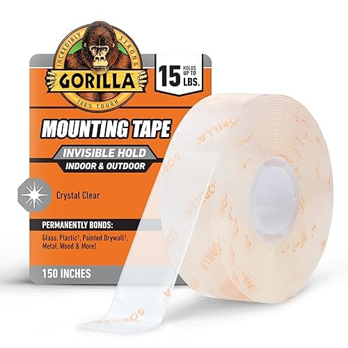 GORILLA Invisible Hold Mounting Tape, Clear, 1" x 150", 1-Pack | Holds up to 15 lbs, Clear Double-Sided Tape for Strong, Permanent Bond, Discreet Adhesive for Classroom and Study Space Setup - Image 1