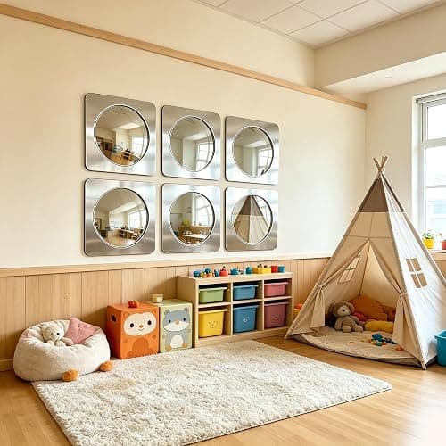 BAOGETONGLER 3-piece Sensory wall Bubble Mirrors, Acrylic Interactive Mirrors, Suitable for Kids' classrooms and Sensory Rooms, Visual and Tactile stimulating wall Decor (10 x 10 inches) thumbnail 3