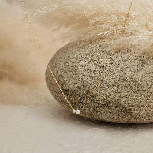 Treasure Bender Gold Pearl Necklaces for Women Trendy 14k Gold Plated Dainty Necklace Simple Pearl Drop Single Charm Pendant Necklace Women's Jewelry Best Friend Birthday Gifts Gold Jewelry for Women thumbnail 7