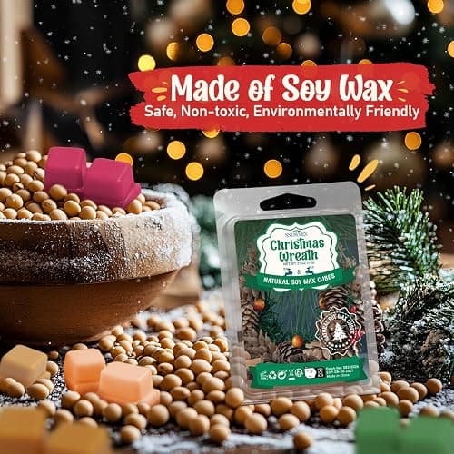 Christmas Wax Melts Wax Cubes, SNOWSEN Strong Winter Fragrance Soy Wax Cubes for Wax Warmer,Scented Wax Melts Gift Set, Apple Cinnamon, Gingerbread, Christmas Pudding and More, Wax Melts Tarts -8 Pack thumbnail 7