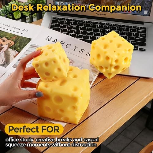 Cheese Squishy (6cm),Cheese Block Squeeze Toy,Squishies Stress Relief Fidget Toy,Stocking Stuffer Novelty Gifts for Birthday (2.4 inch) thumbnail 3