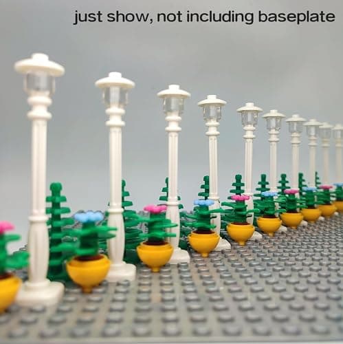 dspitwod City Street Lamp House Garden Building Accessories with Lights Trees and Flower Pot Block Toys Compatible with Major Bricks thumbnail 3