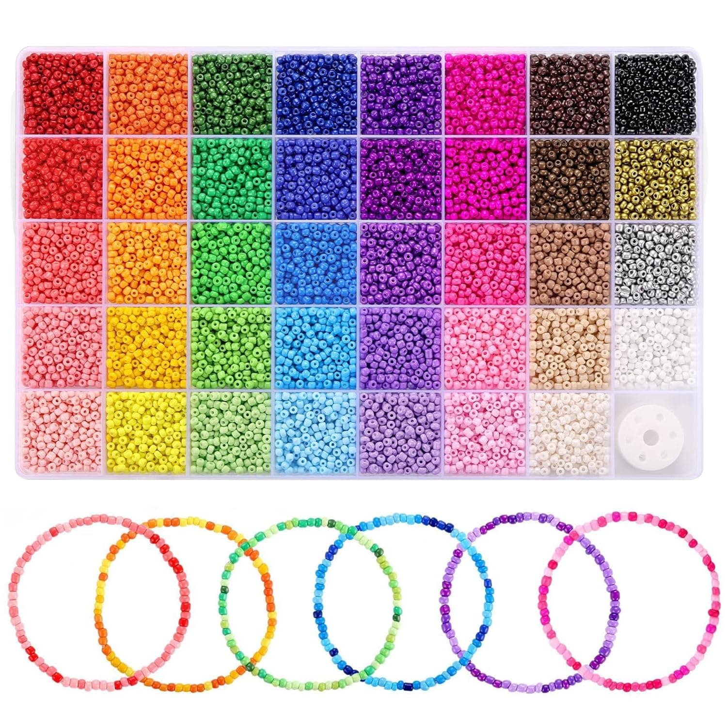 9600 Pieces Glass Beads for Threading 3mm 39 Colors Rocailles Beads Colorful Craft Beads Elastic Cord Jewelry Beads - Image 1