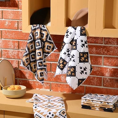 Breling Set of 6 Western Aztec Kitchen Towels Vintage Themed Dish Towel Bathroom Decorative Rustic Cloths for Kitchen Bathroom Home Cooking Housewarming, 14 x 21 Inch thumbnail 7