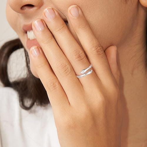 Yesteel S925 Sterling Silver Hug Ring for Women Teen Girls, Adjustable Ring Jewelry Mothers Day Birthday Gifts for Daughters Mom Sister Wife Friends Grandma thumbnail 5