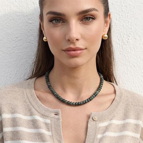 ROISE LADY Beaded Natural Stone Necklaces for Women Choker Gemstone Bead Summer Beach Jewelry Necklace thumbnail 5