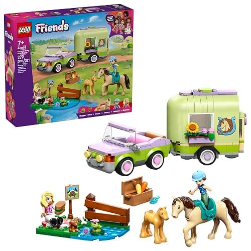 LEGO Friends Horse & Baby Foal Trailer Building Toy for Girls & Boys - Pretend Play Set for Kids, Ages 7+ - W/Autumn & Matilde Minidolls, Toy Animals, & Accessories - Gift Idea for Birthdays - 42695 - Image 1