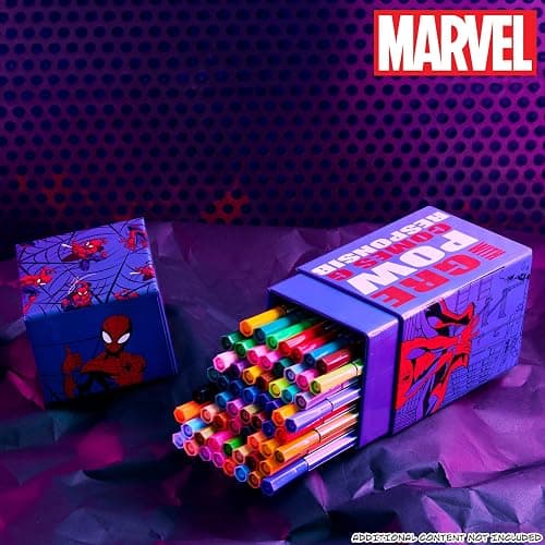 Marvel Spiderman Coloring Pens for Kids, Markers 60 Pcs Felt Tip Pens for Drawing Doodling Assorted Colors, Boys Gifts thumbnail 3