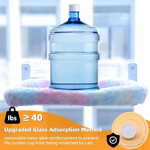 Cat Window Perch, Sturdy Cat Hammock with Strong Suction Cups for Large Heavy Cats, Gradient Color Shiny Fabic with Cushioned Border, Cute Window Bed Seat for Cats Inside with Movable Toy Hooks (XL) thumbnail 4
