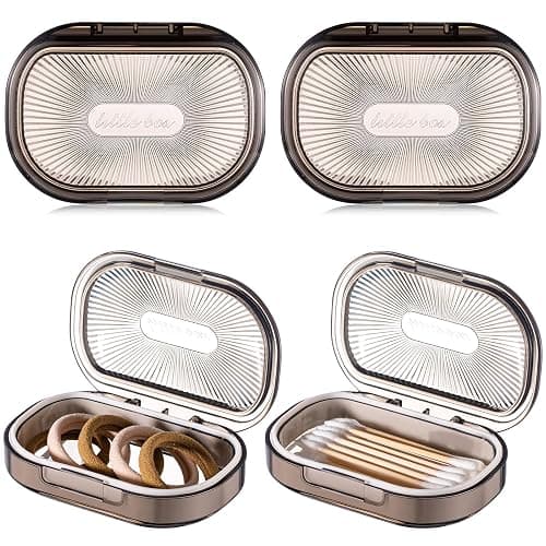 Kigley 4 Pcs Hair Tie Container Small Portable Travel Cotton Swab Holder Flosser Dispenser with Lid Plastic Box Beads Storage Containers for Small Items, 3.94 x 2.76 Inch (Gray) - Image 1
