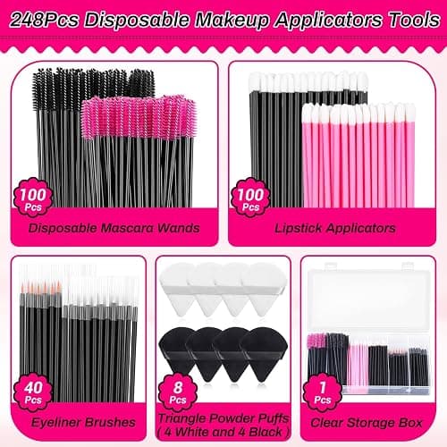 Disposable Makeup Accessories: Triangle Puffs, Mascara Wands, Lip Applicators, Liner Brushes - Tools for Makeup Artist Supplies thumbnail 3