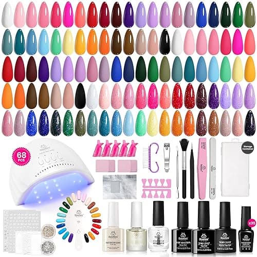 Beetles Gel Nail Polish Kit with U V Light, 68 Pcs Gel Nail Kit 35 Colors Emotional Spectrum with Base Matte&Glossy Top Coat Soak Off Manicure Set, Women Teen Girl Christmas Gifts, Beetles Gift Spree - Image 1