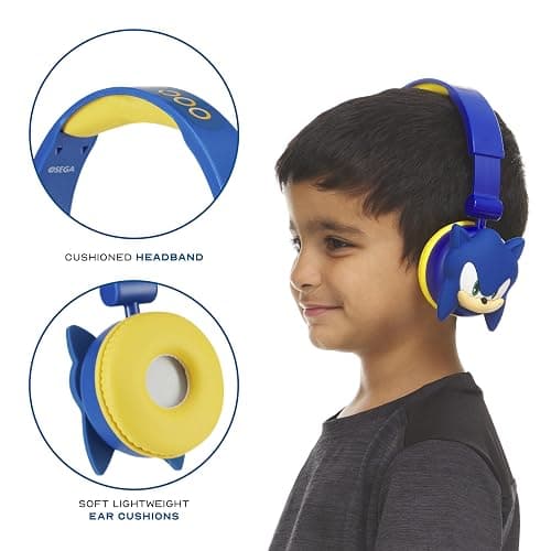 Sonic The Hedgehog - Kids Bluetooth Headphones, Wireless & Wired Over-Ear Headphones with Safe Volume, Adjustable Headband, Rechargeable Battery & Stereo Sound – Perfect for School, Home, & Travell thumbnail 4