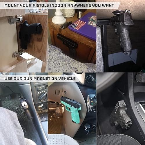 GMW Gun Magnet [2-Pack] | 30 lbs. Rating Magnetic Gun Mount | HQ Rubber Coated Gun Magnet Buckler Series for Car, Truck, Desks, Safes, and Walls | Indoor Gun Racks| Concealed Gun Holder for Handgun - Black thumbnail 4