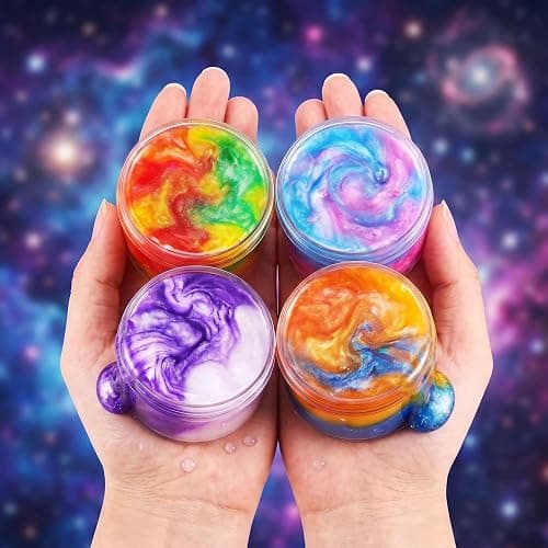 Galaxy Slime 4 Pack, Non-Sticky Wet Slime, Colorful, Stress Relief Toy, Party Favors for Boys Girls, Super Soft, 60ml Each thumbnail 2