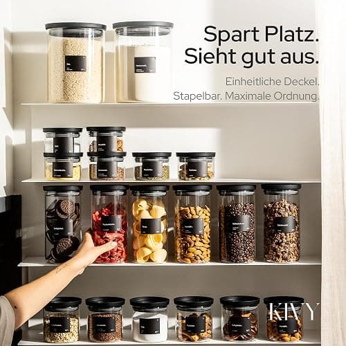 KIVY Großes Vorratsglas Luftdicht 3L mit transparenten Glasdeckel - Für Mehl, Kekse, Süßigkeiten, Waschmittel - Aufbewahrung Glas - Mehl Aufbewahrung Glas - Aufbewahrungsbox - Keksdose thumbnail 3