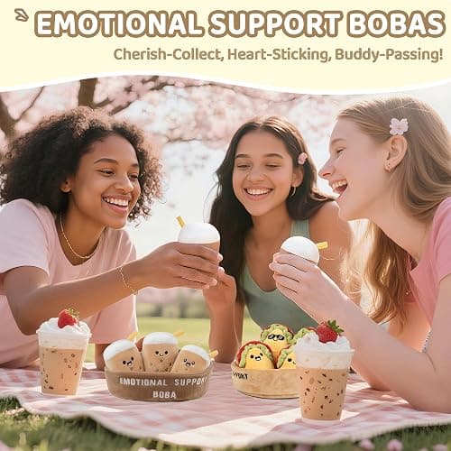 ZENLIV Emotional Support Boba Plush, 5 Cute Squishy Toys Stuffed Animal with Carrying Basket, Funny Cute Cuddly for Boba Lovers Adults, Inspirational Motivational Encouragement Gifts for Women Men thumbnail 4