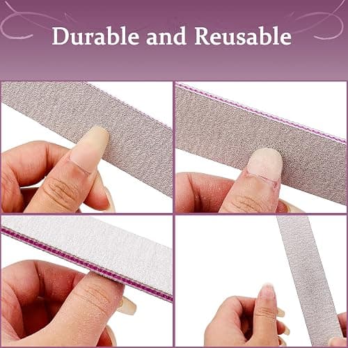HeeYaa Nail File 12 PCS Professional Reusable 100/180 Grit Double Sides Washable Nail File Manicure Tools for Poly Nail Extension Gel and Acrylic Nails Tools Suit for Home Salon thumbnail 4