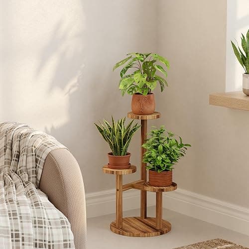 Bamworld Étagère Plante à 3 Niveaux, Porte Plante Intérieur Extérieur, Support Plante, Meuble Plante pour Fleurs, Terrasse, Jardin, Balcon, Salon. thumbnail 2
