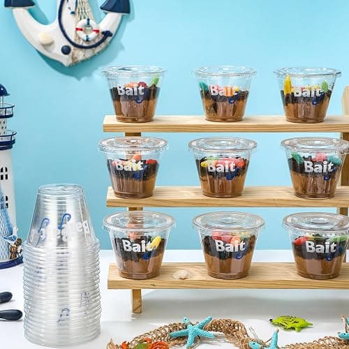 SiliFine 100 Pcs Fishing Party Favors 8/9 oz Bait Cups with Lids Disposable Bulk Plastic Bait Cups for Water Wine Coffee Cake Fishing Birthday Baby Shower Favors Decor (Clear,9 oz) thumbnail 2