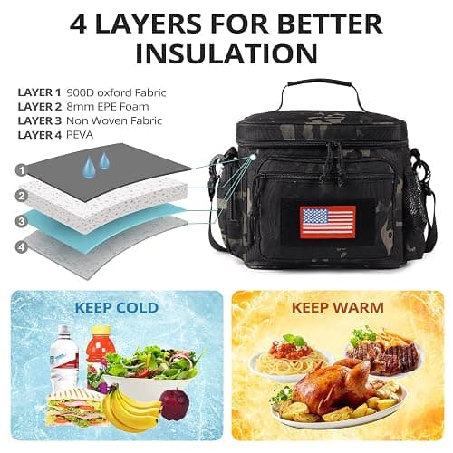 ATRIPACK Lunch Box for Men, Tactical Lunch Bag MOLLE Webbing Leakproof Insulated Large Lunch Cooler Women Adult Meal with Adjustable Shoulder Strap Durable Lunch Pail (Camo-Black) thumbnail 5
