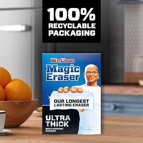 Mr. Clean Magic Eraser Sponge, All Purpose Cleaner, Long Lasting Cleaning Scrubber, Wall Cleaner, Sneaker Cleaner, Oven Cleaner, Kitchen, Bathroom, Shower Cleaning Supplies, Ultra Thick, 5ct thumbnail 7