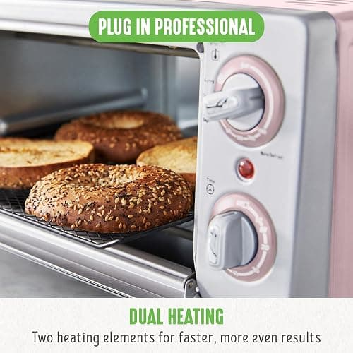 GreenLife Countertop Toaster Oven Air Fryer Stainless Steel, Healthy Ceramic Nonstick, PFAS Free, Tray & Basket, Bake, Broil, Reheat, Adjustable Temp & Time Control, Auto Shutoff, Pink thumbnail 9