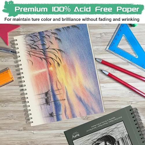Sketch Book 8.5"x11", Spiral Sketchbook Pack of 2, SuFly 200 Sheets (68 lb/100gsm) Acid Free Sketch Pads for Drawing for Adults Spiral Bound with Hard Cover for Kids & Adults, 100 Sheets Each thumbnail 4