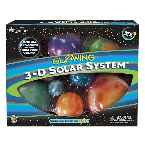 Great Explorations, 3-D Solar System Glow In The Dark Ceiling Hanging Kit 3D Planets and Star Stickers Create the Milky Way Teach Science STEM thumbnail 2