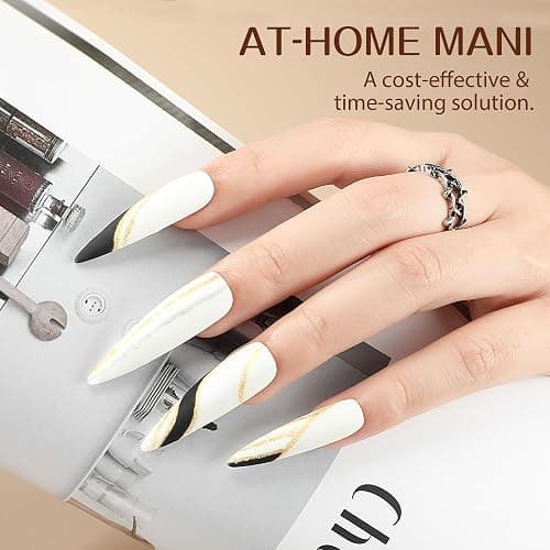 UNA GELLA Stiletto XXL Nail Tips No Need File Extra Long Stiletto Nails Full Cover 120PCS Long Almond Gel Nail Tips Pre-buff Press on Fake Nails for Gel Nail Extension Home DIY Salon 12 Size thumbnail 8