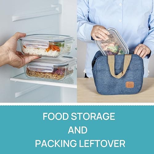 Vtopmart 5Pack 22oz Glass Storage Containers with Lids, Grey | Glass Meal Prep Food Container Sets, Snap Airtight Lid, For Microwave, Oven, Freezer and Dishwasher, BPA Free thumbnail 5