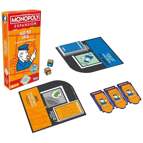 Monopoly Go to Jail Expansion | Add More Fun to Classic Monopoly Game and Play Faster | Ages 8+ | 2-6 Players | 40 Mins. | Family Board Games | Kids thumbnail 15