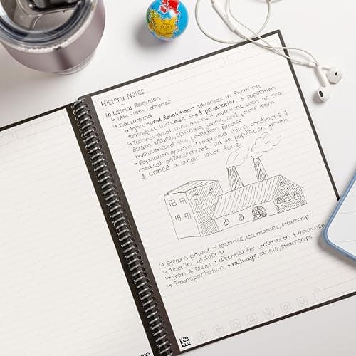 Rocketbook Core Reusable Spiral Notebook, Letter Size 21 cm x 29.7 cm, Black - Lined Pages, App-Connected, Erasable, Durable Cover, Ideal for School, Work, and Creative Projects thumbnail 2