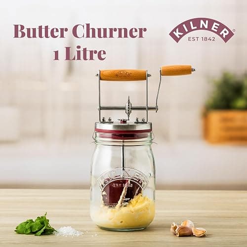 Kilner Vintage Glass Butter Churn; Delicious Homemade Butter in as Little as Ten Minutes; Large 34-Fluid Ounce Capacity Butter Churner, 1 EA thumbnail 4
