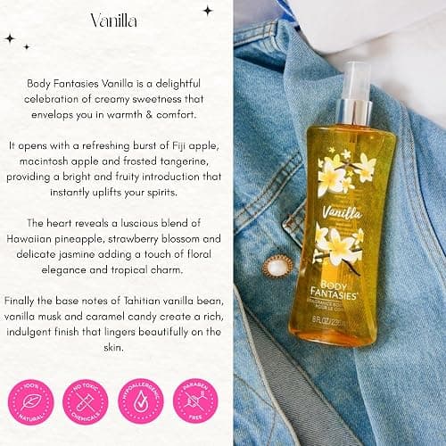 Body Fantasies Fragrance Body Spray, Vanilla, 8 Ounce thumbnail 2