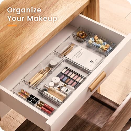 A-LuGei 【𝟮𝟴𝗣𝗖𝗦】 Desk Drawer Organiser, Tool Box Organiser Dividers, Desk Drawer Organisers, Garage Organisation Tool Trays Screw Cart Cabinet WorkBench【𝟰 𝗦𝗶𝘇𝗲】【𝗖𝗹𝗲𝗮𝗿】 thumbnail 4