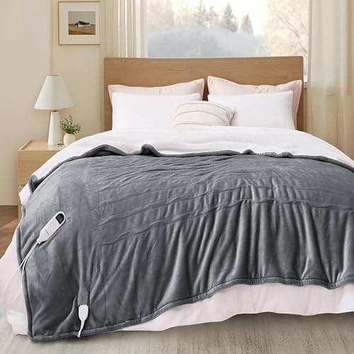 Bedsure Electric Blanket Full Size - Soft Flannel Heated Blanket Full, GentleSoft Fast Heating with 10 Time Settings & 6 Heat Settings, Warm Gift for Grandma (72x84 inches, Grey) thumbnail 2