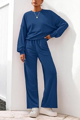 PRETTYGARDEN Women 2 Piece Outfits 2025 Fall Sweatsuits Crewneck Sweatshirt Wide Leg Sweatpants Lounge Sets Tracksuit thumbnail 6