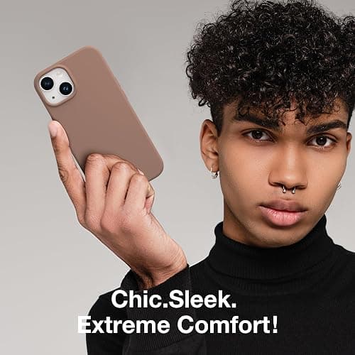 GONEZ Magnetic for iPhone 14 Case, Compatible with Magsafe, with Screen Protector + Camera Protector, Anti-Scratch Microfiber Lining, Liquid Silicone Shockproof Protective Phone Case, Brown thumbnail 8
