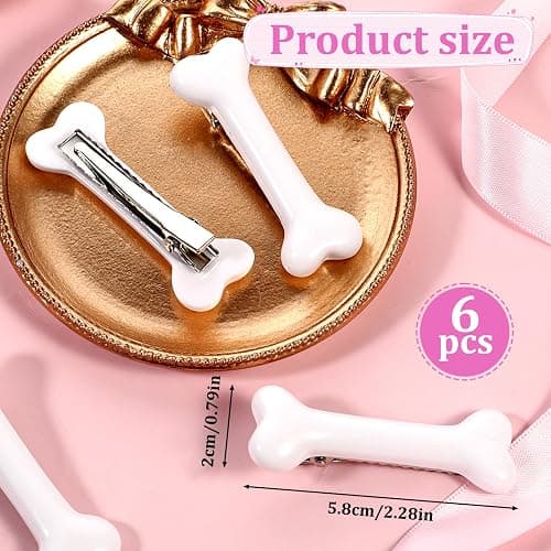 6 Pcs Bone Hair Clip, White Bones Hairpins Skull Skeleton HairPins for Women Girls White Dog Bone Alligator Clips Halloween Cosplay Costume Decorative Hair Pins Accessories, Daily Wear thumbnail 2
