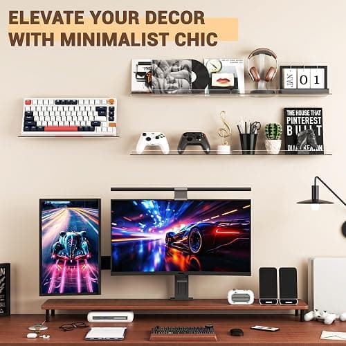 Qukaka 15" Clear Floating Shelves for Wall, 3 Pack Display Ledges | Wall shelves for perfume, skincare, nail polish, book, Room decor for Bedroom, Living Room, Kitchen, Bathroom thumbnail 5