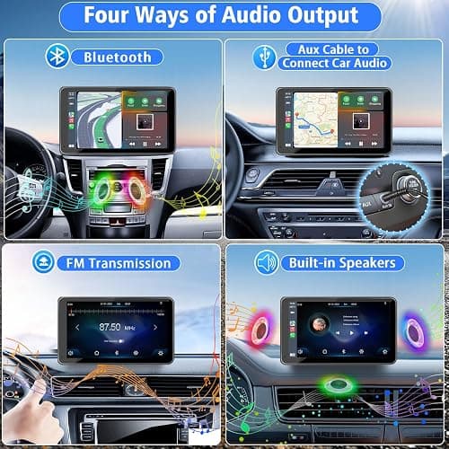 Portable Wireless with Apple CarPlay and Android Auto Screen for Car, 7" HD Touch Screen Car Stereo with Mirror Link, Bluetooth 5.2, Backup Camera, AUX,FM Transmitter for All Vehicle thumbnail 4