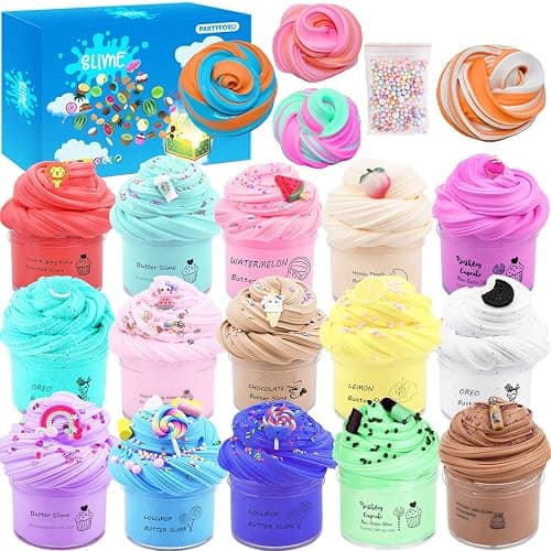 15Pack Butter Slime Kit with Scented DIY Slime for Girls and Boys, Super Soft, Non-Sticky Stress Relief Toy, Party Favors and Birthday Gift - Image 1