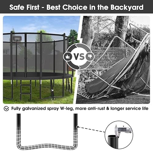 YORIN Tranpoline Outdoor 16FT 15FT 14FT 12FT 10FT 10FT with Basketball Hoop & Net, 1500 LBS, ASTM Approved, Easy Install, Backyard Heavy Duty Large Tranpolines for Kids and Adults thumbnail 4