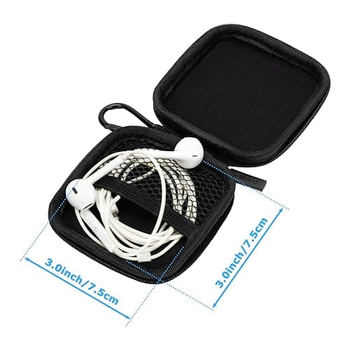 Ginsco Mini-Portable Hard Shell Square Earbuds Case for Apple EarPods/Samsung Galaxy Wired/Wireless Earbuds, Cell Phone Accessories Organizer with Carabiner for Earphones Tech Pouch thumbnail 7