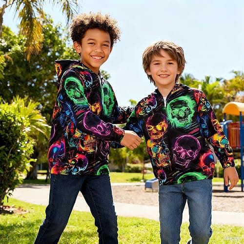 TUONROAD 6-14T Boys Girls Zip Up Hoodies Sweatshirts 3D Printed Cool Pullover with Pockets thumbnail 3