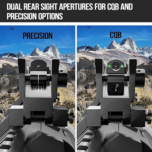 Visiofire 45 Degree Offset Iron Sights| Flip Up Fiber Optic Sights with Red Green Dots| Tool-Free Adjustable Back Up Canted Iron Sights Rapid Transition thumbnail 5