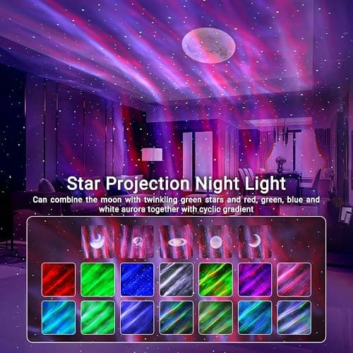 HERHOTER Star Projector,Northern Lights Projector,with Bluetooth Speaker, White Noise, Remote Control,Night Light,for Game Room, Adults, Family Gatherings,Galaxy Projector Bedroom thumbnail 2